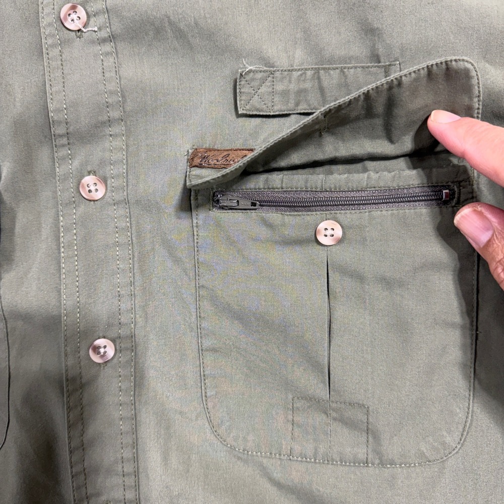 Woolrich Teton Utility Shirt Mens‎ Large Dill Green Short Sleeve 6210MW - Picture 4 of 10